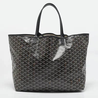 Pre-owned Goyard Ine Coated Canvas And Leather Saint Louis Gm Tote In Black