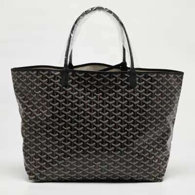 Pre-owned Goyard Ine Coated Canvas And Leather Saint Louis Gm Tote In Black