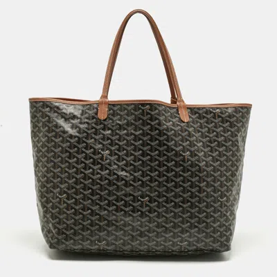 Pre-owned Goyard Ine Coated Canvas And Leather Saint Louis Gm Tote In Brown