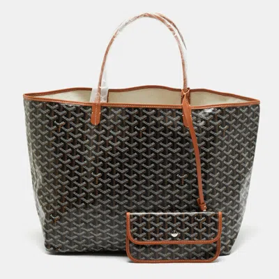 Pre-owned Goyard Ine Coated Canvas And Leather Saint Louis Gm Tote In Brown