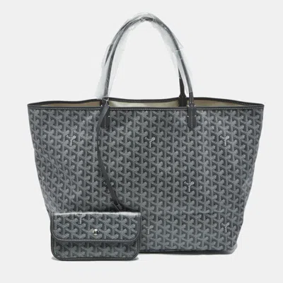 Pre-owned Goyard Ine Coated Canvas And Leather Saint Louis Gm Tote In Gray