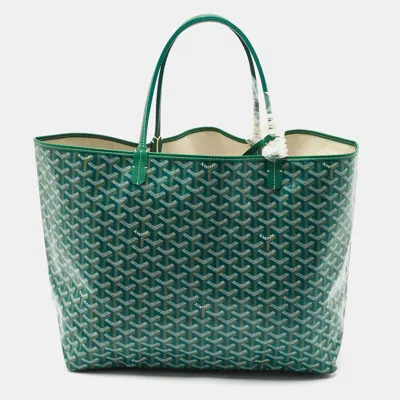 Pre-owned Goyard Ine Coated Canvas And Leather Saint Louis Gm Tote In Green