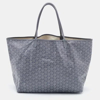 Pre-owned Goyard Ine Coated Canvas And Leather Saint Louis Gm Tote In Grey