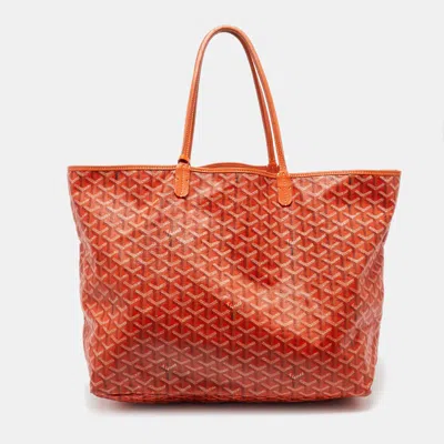 Pre-owned Goyard Ine Coated Canvas And Leather Saint Louis Gm Tote In Orange