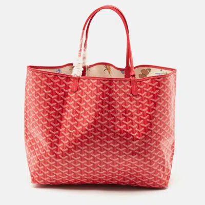 Pre-owned Goyard Ine Coated Canvas And Leather Saint Louis Gm Tote In Pink