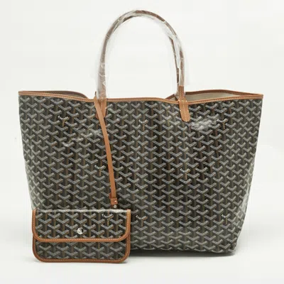 Pre-owned Goyard Ine Coated Canvas And Leather Saint Louis Gm Tote In Sand