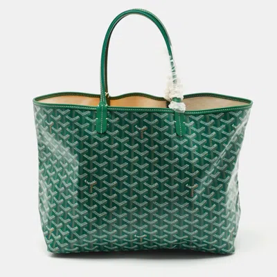 Pre-owned Goyard Ine Coated Canvas And Leather Saint Louis Pm Tote In Green