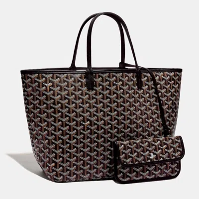 Pre-owned Goyard Ine Coated Canvas And Leather Saint Louis Pm Tote Bag In Black