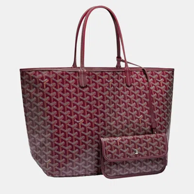 Pre-owned Goyard Ine Coated Canvas And Leather Saint Louis Pm Tote Bag In Burgundy
