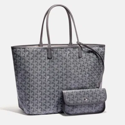 Pre-owned Goyard Ine Coated Canvas And Leather Saint Louis Pm Tote Bag In Grey
