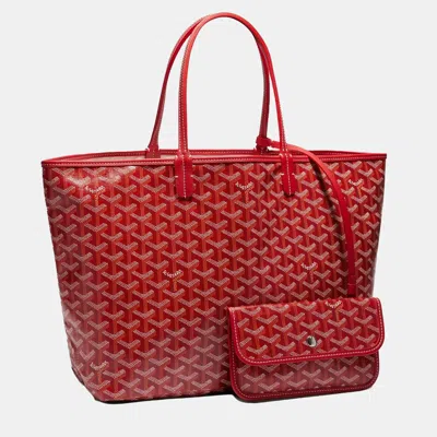 Pre-owned Goyard Ine Coated Canvas And Leather Saint Louis Pm Tote Bag In Red