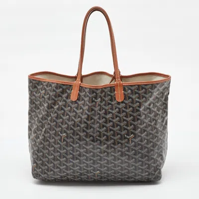 Pre-owned Goyard Ine Coated Canvas And Leather Saint Louis Pm Tote In Black