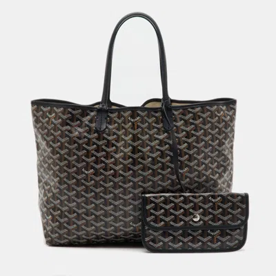 Pre-owned Goyard Ine Coated Canvas And Leather Saint Louis Pm Tote In Black