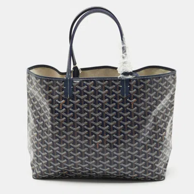 Pre-owned Goyard Ine Coated Canvas And Leather Saint Louis Pm Tote In Blue