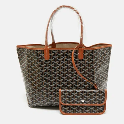 Pre-owned Goyard Ine Coated Canvas And Leather Saint Louis Pm Tote In Brown
