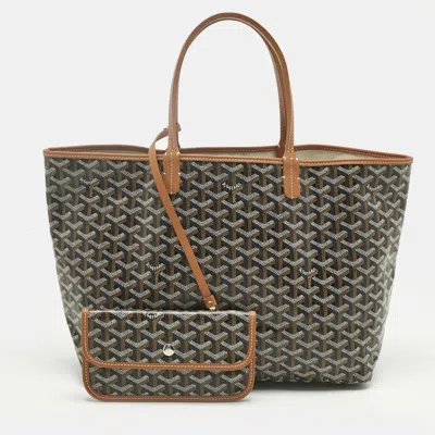 Pre-owned Goyard Ine Coated Canvas And Leather Saint Louis Pm Tote In Brown