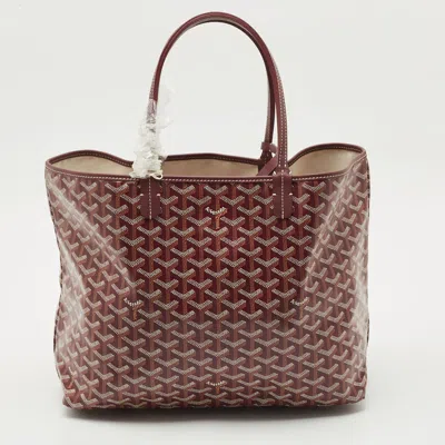 Pre-owned Goyard Ine Coated Canvas And Leather Saint Louis Pm Tote In Burgundy