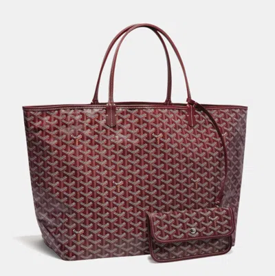 Pre-owned Goyard Ine Coated Canvas And Leather Saint Louis Pm Tote In Burgundy