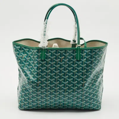Pre-owned Goyard Ine Coated Canvas And Leather Saint Louis Pm Tote In Green