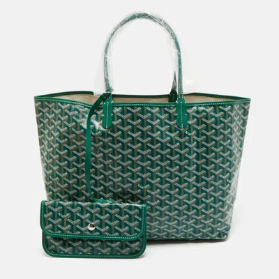 Pre-owned Goyard Ine Coated Canvas And Leather Saint Louis Pm Tote In Green
