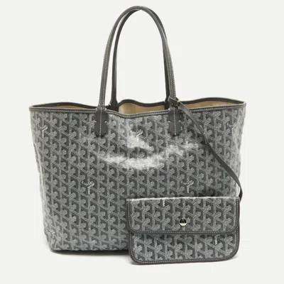 Pre-owned Goyard Ine Coated Canvas And Leather Saint Louis Pm Tote In Grey