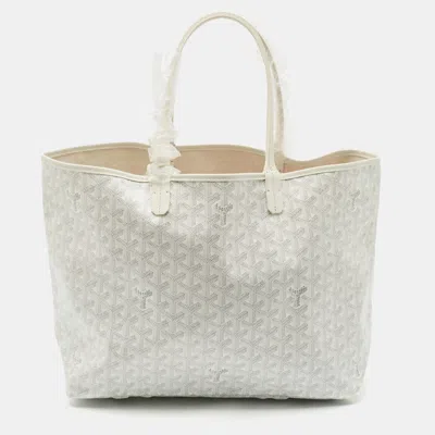 Pre-owned Goyard Ine Coated Canvas And Leather Saint Louis Pm Tote In White