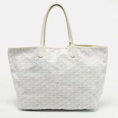 Pre-owned Goyard Ine Coated Canvas And Leather Saint Louis Pm Tote In White