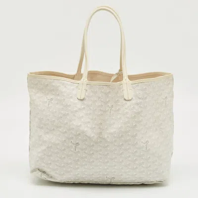 Pre-owned Goyard Ine Coated Canvas And Leather Saint Louis Pm Tote In White