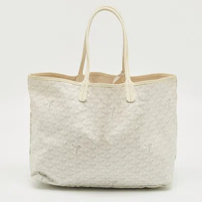 Pre-owned Goyard Ine Coated Canvas And Leather Saint Louis Pm Tote In White