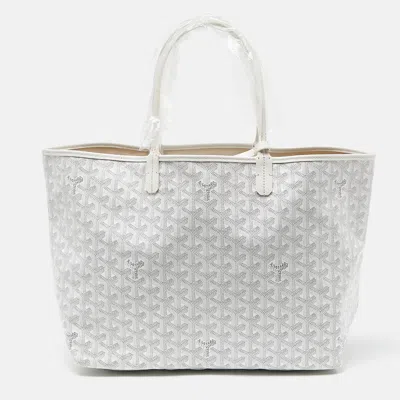 Pre-owned Goyard Ine Coated Canvas And Leather Saint Louis Pm Tote In White