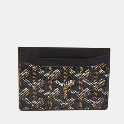 Pre-owned Goyard Ine Coated Canvas And Leather Saint Sulpice Card Holder In Black