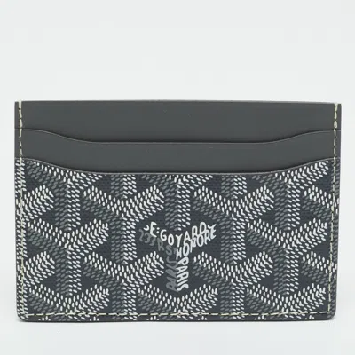 Pre-owned Goyard Ine Coated Canvas And Leather Saint Sulpice Card Holder In Gray
