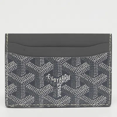 Pre-owned Goyard Ine Coated Canvas And Leather Saint Sulpice Card Holder In Gray