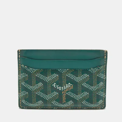Pre-owned Goyard Ine Coated Canvas And Leather Saint Sulpice Card Holder In Green