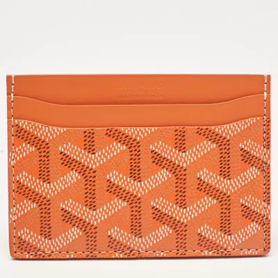 Pre-owned Goyard Ine Coated Canvas And Leather Saint Sulpice Card Holder In Orange
