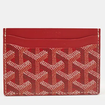 Pre-owned Goyard Ine Coated Canvas And Leather Saint Sulpice Card Holder In Red