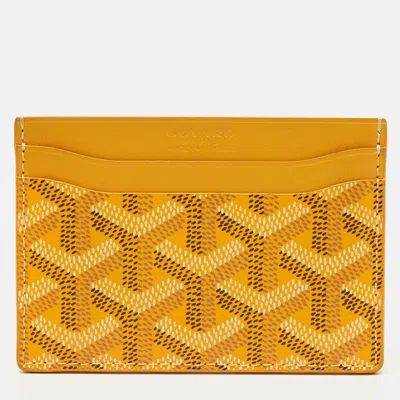 Pre-owned Goyard Ine Coated Canvas And Leather Saint Sulpice Card Holder In Yellow