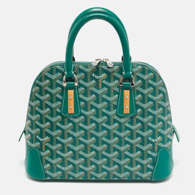 Goyard Ine Coated Canvas And Leather Satchel In Green
