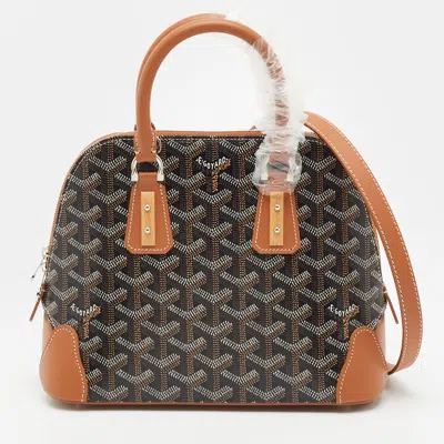 Pre-owned Goyard Ine Coated Canvas And Leather Satchel In Brown