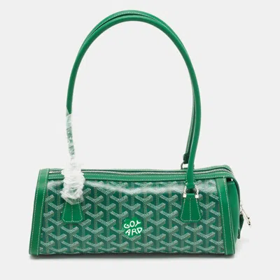 Pre-owned Goyard Ine Coated Canvas And Leather Satchel In Green