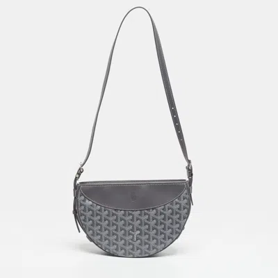 Pre-owned Goyard Ine Coated Canvas And Leather Shoulder Bag In Gray