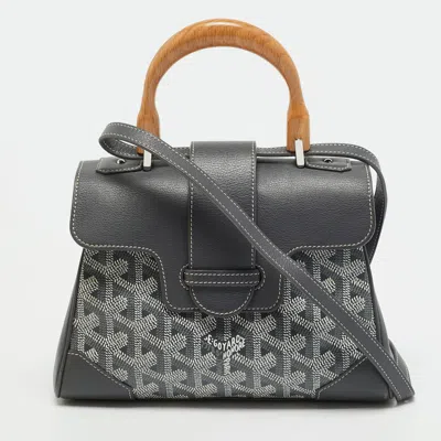 Pre-owned Goyard Ine Coated Canvas And Leather Top Handle Bag In Gray