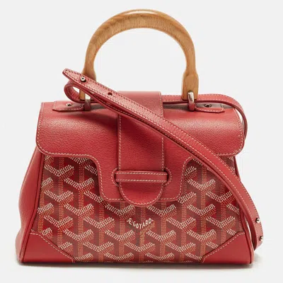 Pre-owned Goyard Ine Coated Canvas And Leather Top Handle Bag In Red