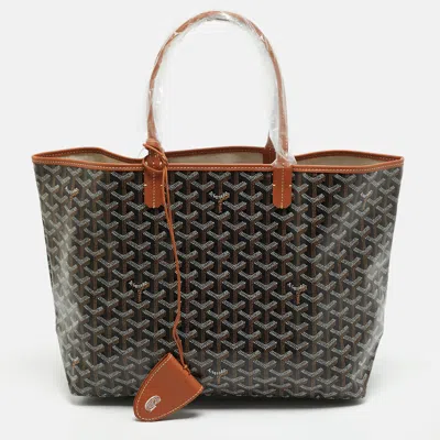 Pre-owned Goyard Ine Coated Canvas And Leather Tote In Brown