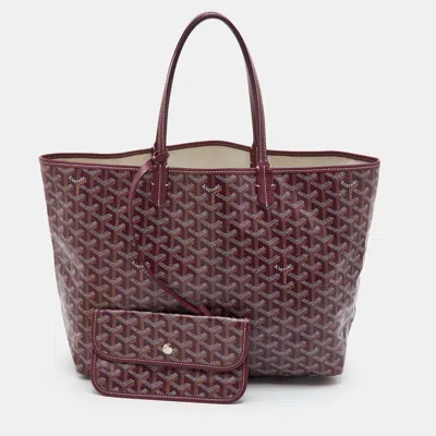 Pre-owned Goyard Ine Coated Canvas And Leather Tote In Burgundy
