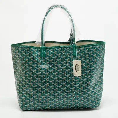 Pre-owned Goyard Ine Coated Canvas And Leather Tote In Green