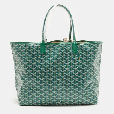 Pre-owned Goyard Ine Coated Canvas And Leather Tote In Green