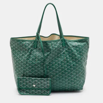 Pre-owned Goyard Ine Coated Canvas And Leather Tote In Green
