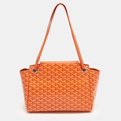 Pre-owned Goyard Ine Coated Canvas And Leather Tote In Orange