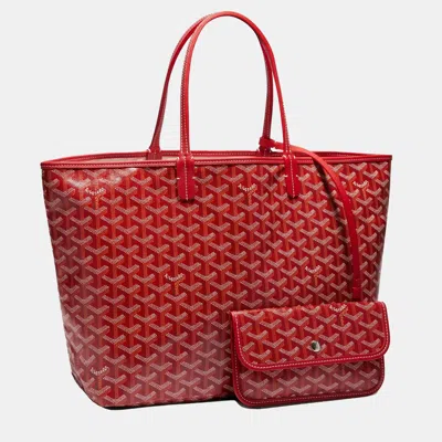 Pre-owned Goyard Ine Coated Canvas And Leather Tote In Red